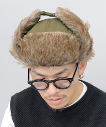 A.M.S. | 選べる3素材 ポリエステル×ファー・ポリエステル×ミックスファー・キャンバス×ボア フライトキャップ(キャップ)