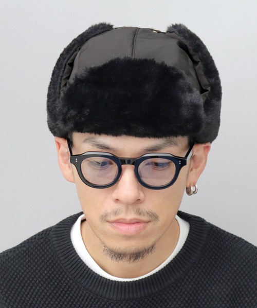 A.M.S.（エーエムエス）の「選べる3素材 ポリエステル×ファー・ポリエステル×ミックスファー・キャンバス×ボア フライトキャップ（キャップ・メンズ・ブラック/ブラック系その他2/カーキ/グリーン系その他/ブラック系その他/ホワイト系その他2・FREE）」の3枚目の写真