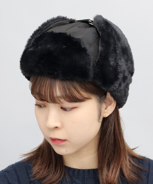 A.M.S.（エーエムエス）の「選べる3素材 ポリエステル×ファー・ポリエステル×ミックスファー・キャンバス×ボア フライトキャップ（キャップ・メンズ・ブラック/ブラック系その他2/カーキ/グリーン系その他/ブラック系その他/ホワイト系その他2・FREE）」の14枚目の写真