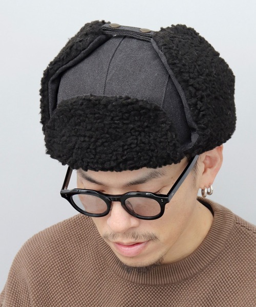 A.M.S.（エーエムエス）の「選べる3素材 ポリエステル×ファー・ポリエステル×ミックスファー・キャンバス×ボア フライトキャップ（キャップ・メンズ・ブラック/ブラック系その他2/カーキ/グリーン系その他/ブラック系その他/ホワイト系その他2・FREE）」の16枚目の写真