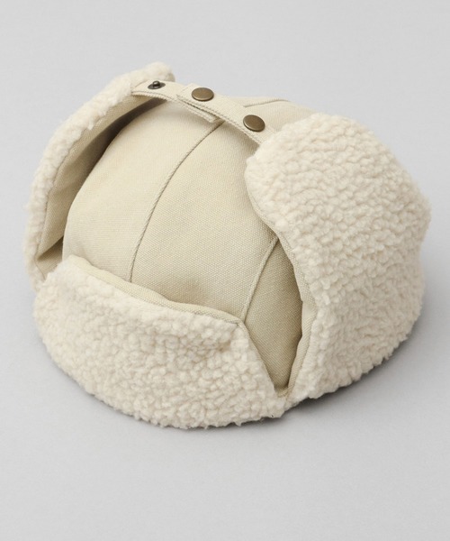 A.M.S.（エーエムエス）の「選べる3素材 ポリエステル×ファー・ポリエステル×ミックスファー・キャンバス×ボア フライトキャップ（キャップ・メンズ・ブラック/ブラック系その他2/カーキ/グリーン系その他/ブラック系その他/ホワイト系その他2・FREE）」の7枚目の写真