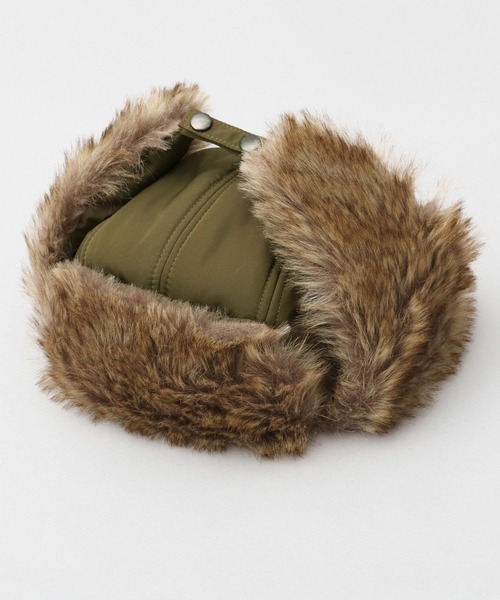 A.M.S.（エーエムエス）の「選べる3素材 ポリエステル×ファー・ポリエステル×ミックスファー・キャンバス×ボア フライトキャップ（キャップ・メンズ・ブラック/ブラック系その他2/カーキ/グリーン系その他/ブラック系その他/ホワイト系その他2・FREE）」の12枚目の写真