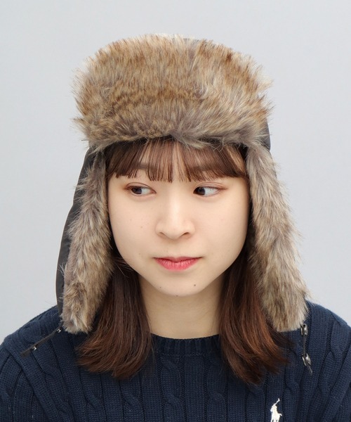 ★美品　ロシア帽/フライトキャップ/ファー/ブラウン/メンズ　グレー ファー 4fa3491c4da72df7d5b9a5e3757993