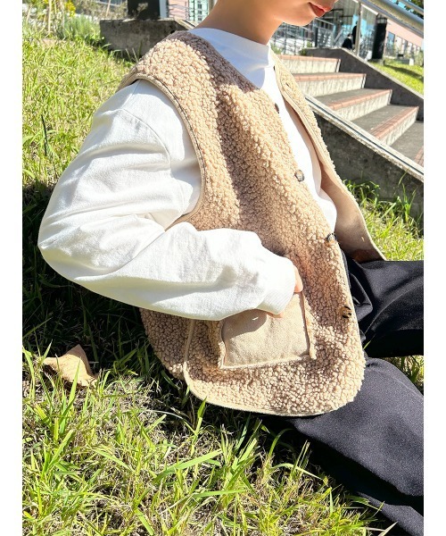 Wool mix BOAオーバーベスト　新品未使用 新品SeaRoomlynn Wool mix BOA オーバーベスト アイボリー
