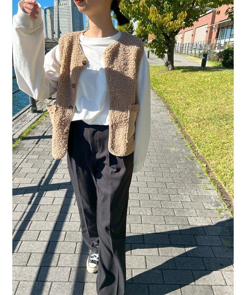 HEILIS(ヘイリス)の「ボアベスト / ボアアウター ベスト ボア(ベスト・レディース・ベージュ/ブラウン・FREE)」の14枚目の写真
