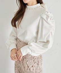 【ZOZO限定】後ろリボン付きパールビジュー装飾プルオーバー