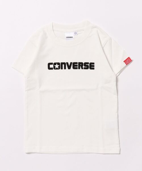 CONVERSE(コンバース)の「CONVERSE/コンバース フロッキープリント半袖Tシャツ(Tシャツ/カットソー・キッズ・ピンク/グリーン/オフホワイト/ロイヤルブルー・110/130/120)」の1枚目の写真