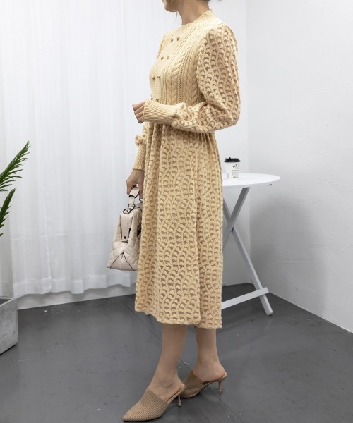 Miniministore(ミニミニストア)の「ニットワンピース ランタンスリーブ 上品(ワンピース・レディース・ブラウン/ベージュ/ブラック・フリー)」の13枚目の写真