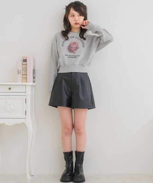 ems excite（エムズエキサイト）の「CAT裏毛トレーナー（Tシャツ/カットソー・レディース・ダークグレー/ナチュラル/ブルー・FREE）」の15枚目の写真