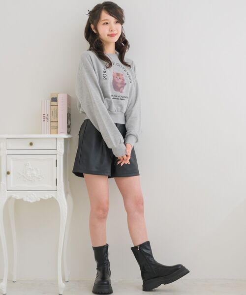 ems excite（エムズエキサイト）の「CAT裏毛トレーナー（Tシャツ/カットソー・レディース・ダークグレー/ナチュラル/ブルー・FREE）」の16枚目の写真