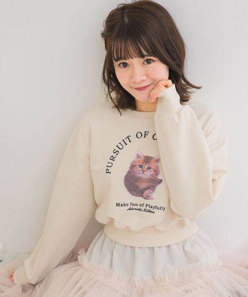 ems excite（エムズエキサイト）の「CAT裏毛トレーナー（Tシャツ/カットソー・レディース・ダークグレー/ナチュラル/ブルー・FREE）」の6枚目の写真