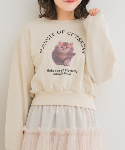 ems excite（エムズエキサイト）の「CAT裏毛トレーナー（Tシャツ/カットソー・レディース・ダークグレー/ナチュラル/ブルー・FREE）」の4枚目の写真