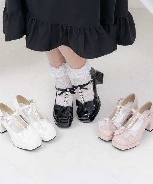 DearMyLove(ディアマイラブ)の「上品リボンパールスクエアトゥパンプス(パンプス・レディース・ブラック/ベビーピンク/ホワイト・23cm/24.5cm/22.5cm/25cm/23.5cm/25.5cm/24cm)」の16枚目の写真