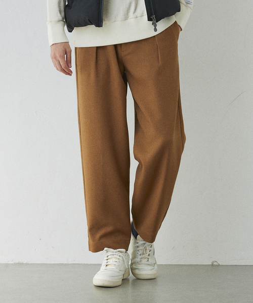 417 EDIFICE（フォーワンセブンエディフィス）の「【LANATEC / ラナテック】ウーリーカルゼタックイージーパンツ（スラックス・メンズ・カーキ/ブラウン/ブラック/ボルドー/ベージュ・SMALL/MEDIUM/LARGE）」の3枚目の写真