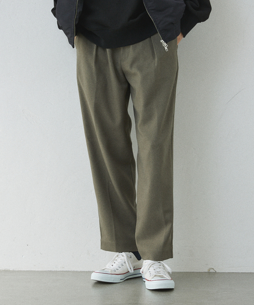 417 EDIFICE（フォーワンセブンエディフィス）の「【LANATEC / ラナテック】ウーリーカルゼタックイージーパンツ（スラックス・メンズ・カーキ/ブラウン/ブラック/ボルドー/ベージュ・SMALL/MEDIUM/LARGE）」の4枚目の写真