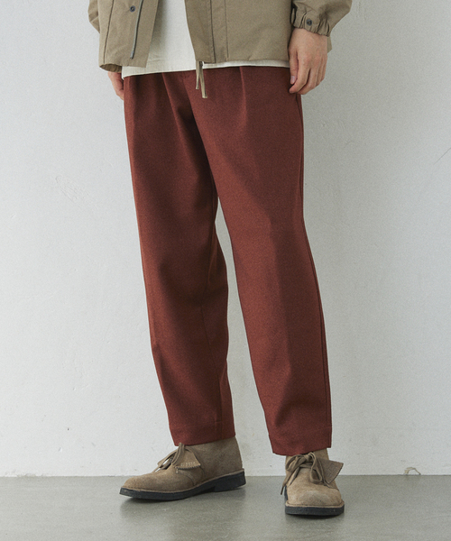 417 EDIFICE（フォーワンセブンエディフィス）の「【LANATEC / ラナテック】ウーリーカルゼタックイージーパンツ（スラックス・メンズ・カーキ/ブラウン/ブラック/ボルドー/ベージュ・SMALL/MEDIUM/LARGE）」の5枚目の写真