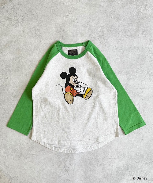 BIG FIELD（ビッグフィールド）の「【Disney】ミッキーマウス/ラグランロンT（80～150cm）（Tシャツ/カットソー・キッズ・グリーン/オレンジ・100/140/90/150/110/120/80/130/95）」の3枚目の写真