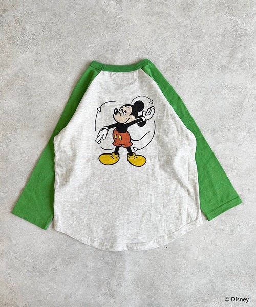BIG FIELD（ビッグフィールド）の「【Disney】ミッキーマウス/ラグランロンT（80～150cm）（Tシャツ/カットソー・キッズ・グリーン/オレンジ・100/140/90/150/110/120/80/130/95）」の5枚目の写真