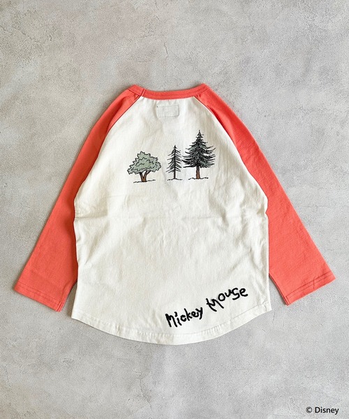 BIG FIELD（ビッグフィールド）の「【Disney】ミッキーマウス/ラグランロンT（80～150cm）（Tシャツ/カットソー・キッズ・グリーン/オレンジ・100/140/90/150/110/120/80/130/95）」の6枚目の写真