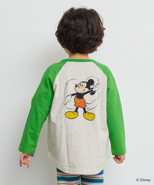 BIG FIELD（ビッグフィールド）の「【Disney】ミッキーマウス/ラグランロンT（80～150cm）（Tシャツ/カットソー・キッズ・グリーン/オレンジ・100/140/90/150/110/120/80/130/95）」の7枚目の写真