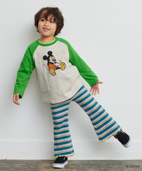 BIG FIELD（ビッグフィールド）の「【Disney】ミッキーマウス/ラグランロンT（80～150cm）（Tシャツ/カットソー・キッズ・グリーン/オレンジ・100/140/90/150/110/120/80/130/95）」の13枚目の写真