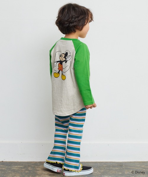 BIG FIELD（ビッグフィールド）の「【Disney】ミッキーマウス/ラグランロンT（80～150cm）（Tシャツ/カットソー・キッズ・グリーン/オレンジ・100/140/90/150/110/120/80/130/95）」の8枚目の写真