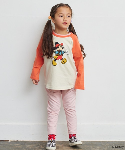 BIG FIELD（ビッグフィールド）の「【Disney】ミッキーマウス/ラグランロンT（80～150cm）（Tシャツ/カットソー・キッズ・グリーン/オレンジ・100/140/90/150/110/120/80/130/95）」の15枚目の写真