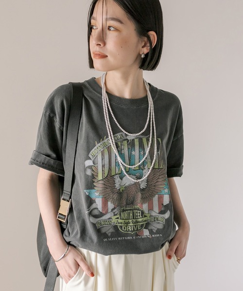 GOOD ROCK SPEED(グッドロックスピード)の「GOOD ROCK SPEED/DEVINE EAGLE Tee(Tシャツ/カットソー・レディース・チャコールグレー・FREE)」の1枚目の写真