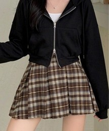 ボックスプリーツミニ丈スカート