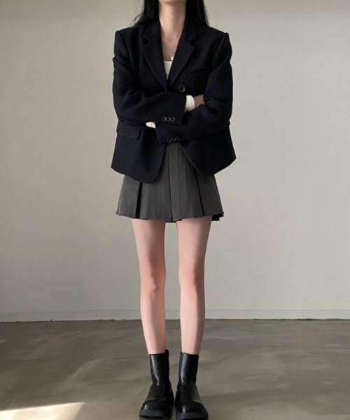 LADY LIKE（レディライク）の「ボックスプリーツミニ丈スカート（スカート・レディース・グレー/ブラック/ベージュ/ブラウン/ネイビー・M/S/L）」の13枚目の写真