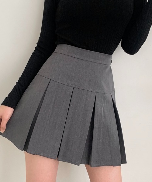 アミーゴ ★archivio 裾プリーツスカート 黒 グレー　40 裾レイヤードプリーツミニスカート | OLIVE des OLIVE(オリーブ デ