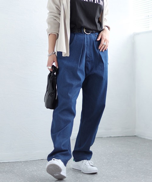 GOLDJAPAN(ゴールドジャパン)の「デニムサーカスパンツ【大きいサイズ対応】(デニムパンツ・レディース・ライトブルー/ネイビー・5L/4L/3L/LL)」の1枚目の写真