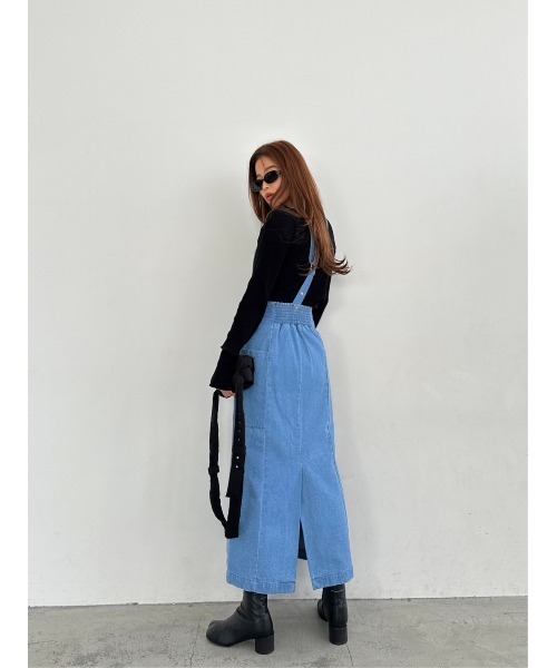 TRUNC（トランクエイティーエイト）の「2way Denim Jumper Skirt（デニムスカート・レディース・ブルー/ネイビー・FREE）」の3枚目の写真