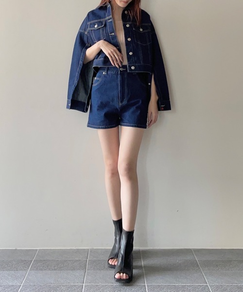 one way(ワンウェイ)の「【セットアップ対応】ハート刺繍デニムショートパンツ(デニムパンツ・レディース・ダークブルー/ホワイト/ブラック・SMALL/MEDIUM)」の7枚目の写真