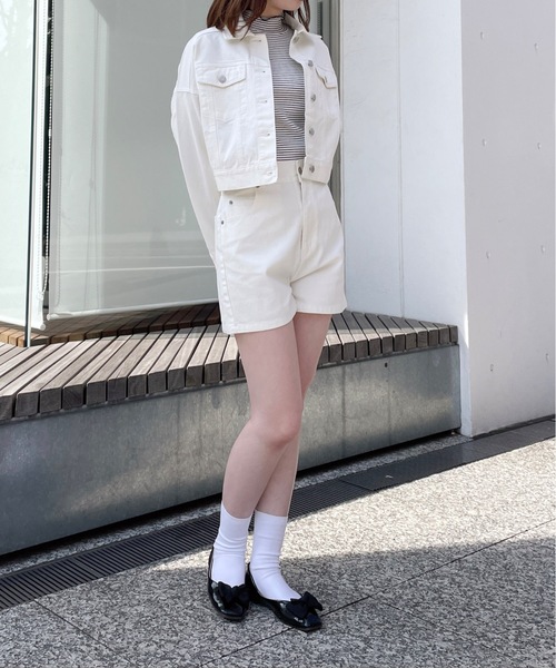 【Zimmermann 】刺繍 スカラップ デニム ショートパンツ 関送込 Z1975 デニムショートパンツ、コントラストステッチ刺繍入り