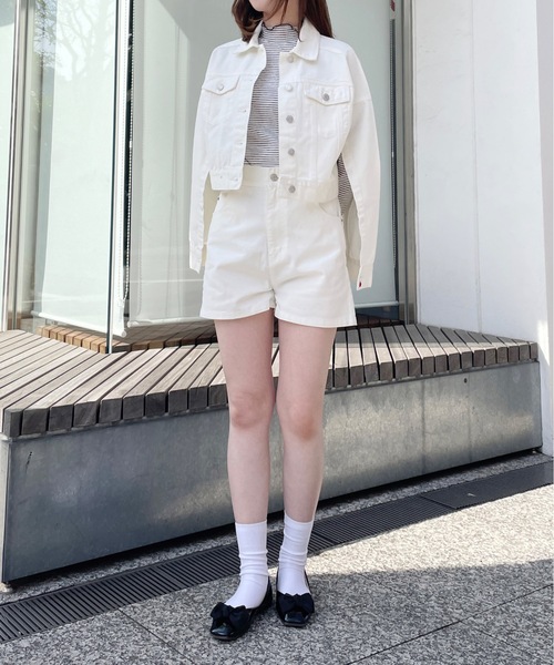 one way(ワンウェイ)の「【セットアップ対応】ハート刺繍デニムショートパンツ(デニムパンツ・レディース・ダークブルー/ホワイト/ブラック・SMALL/MEDIUM)」の18枚目の写真