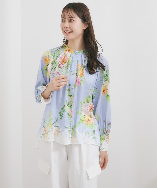 KATHARINE ROSS（キャサリンロス）の「【KATHARINE ROSS】KATHARINE ROSS×ex. flower shop＆laboratoryコラボレーションプリントブラウス（シャツ/ブラウス・レディース・アイボリー/ブルー・MEDIUM）」の13枚目の写真