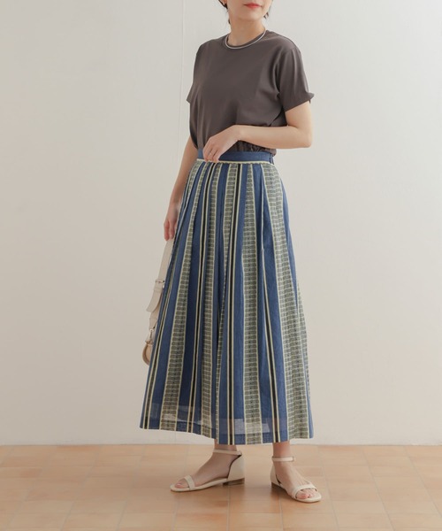 アーバンリサーチ コットン リネン 綿麻 花柄 総柄 ロング スカート 36 URBAN RESEARCH DOORS（アーバンリサーチドアーズ）の「リネン