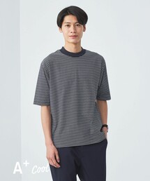 green label relaxing | A+ COOL ボーダー ビズ クルーネック Tシャツ -接触冷感・吸水速乾-(Tシャツ/カットソー)
