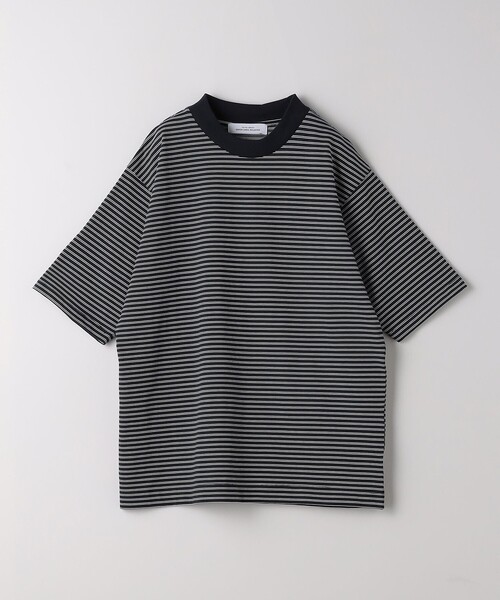 green label relaxing(グリーンレーベルリラクシング)の「A+ COOL ボーダー ビズ クルーネック Tシャツ -接触冷感・吸水速乾-(Tシャツ/カットソー・メンズ・ネイビー/モカ・XL/M/L/S)」の3枚目の写真