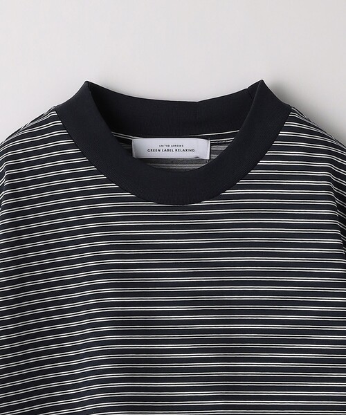 green label relaxing(グリーンレーベルリラクシング)の「A+ COOL ボーダー ビズ クルーネック Tシャツ -接触冷感・吸水速乾-(Tシャツ/カットソー・メンズ・ネイビー/モカ・XL/M/L/S)」の5枚目の写真