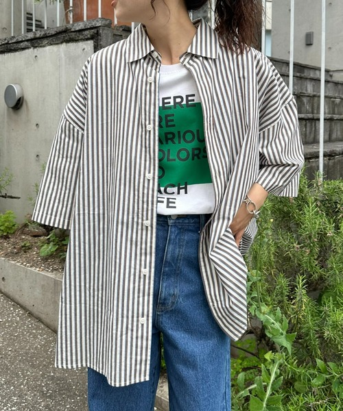 CIAOPANIC TYPY（チャオパニックティピー）の「ブロードビッグ半袖シャツ（シャツ/ブラウス・メンズ・オフホワイト/ブルー/サックスブルー/ベージュ/ネイビー・MEDIUM/LARGE）」の2枚目の写真