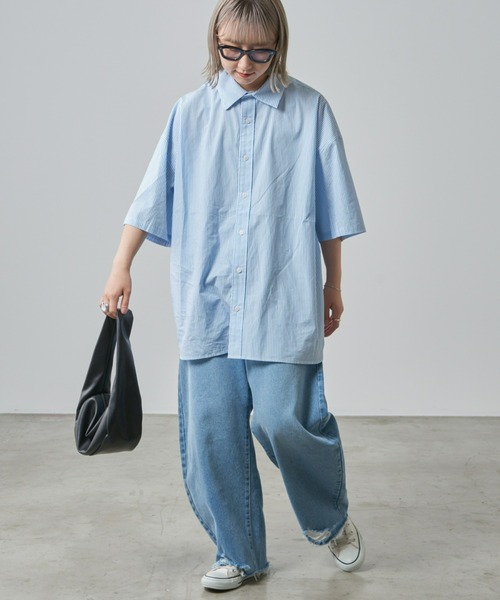 CIAOPANIC TYPY（チャオパニックティピー）の「ブロードビッグ半袖シャツ（シャツ/ブラウス・メンズ・オフホワイト/ブルー/サックスブルー/ベージュ/ネイビー・MEDIUM/LARGE）」の20枚目の写真