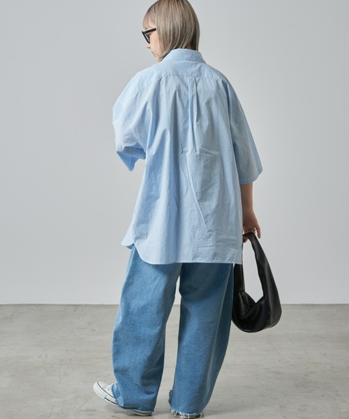 CIAOPANIC TYPY（チャオパニックティピー）の「ブロードビッグ半袖シャツ（シャツ/ブラウス・メンズ・オフホワイト/ブルー/サックスブルー/ベージュ/ネイビー・MEDIUM/LARGE）」の21枚目の写真