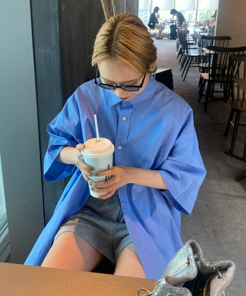 CIAOPANIC TYPY（チャオパニックティピー）の「ブロードビッグ半袖シャツ（シャツ/ブラウス・メンズ・オフホワイト/ブルー/サックスブルー/ベージュ/ネイビー・MEDIUM/LARGE）」の9枚目の写真