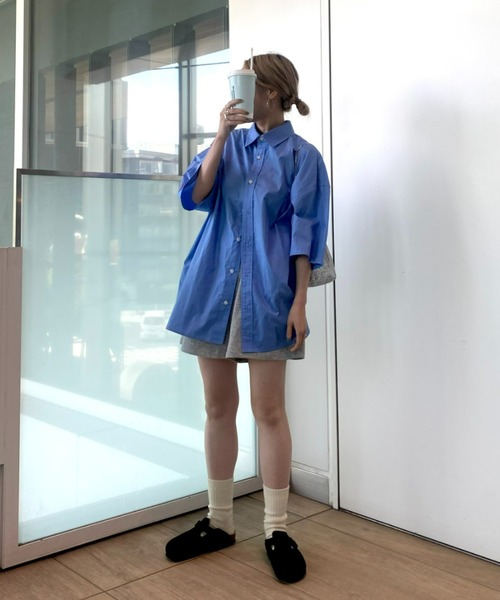 CIAOPANIC TYPY（チャオパニックティピー）の「ブロードビッグ半袖シャツ（シャツ/ブラウス・メンズ・オフホワイト/ブルー/サックスブルー/ベージュ/ネイビー・MEDIUM/LARGE）」の10枚目の写真