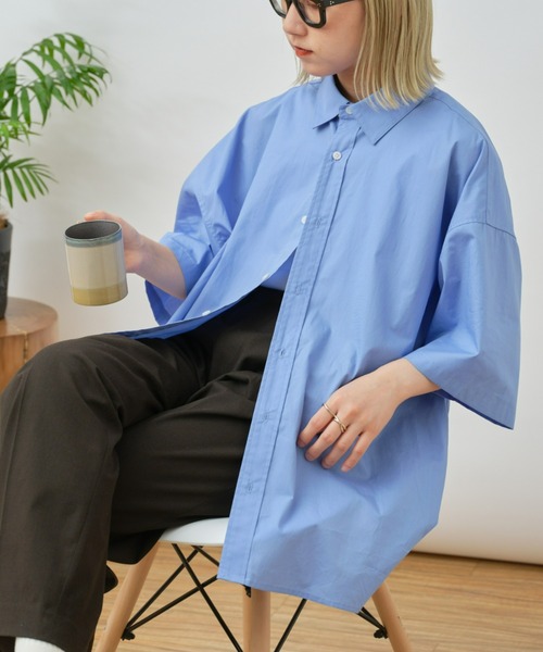 CIAOPANIC TYPY（チャオパニックティピー）の「ブロードビッグ半袖シャツ（シャツ/ブラウス・メンズ・オフホワイト/ブルー/サックスブルー/ベージュ/ネイビー・MEDIUM/LARGE）」の22枚目の写真