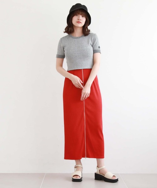 archives（アルシーヴ）の「ＦＺＩＰカットリブタイトスカート（スカート・レディース・オレンジ/ブラック/アイボリー/グリーン・MEDIUM）」の18枚目の写真