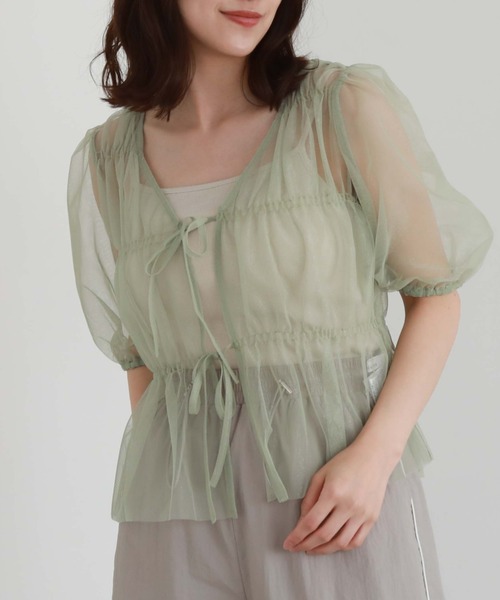 archives(アルシーヴ)の「2wayリボンラメチュールTOPS(シャツ/ブラウス・レディース・グリーン/アイボリー/ブラック/モカ・MEDIUM)」の13枚目の写真