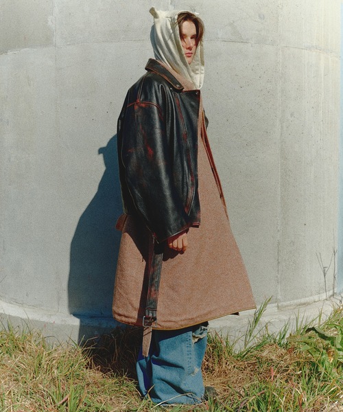 DISCOVERED(ディスカバード)の「LAME TWEED COAT(ステンカラーコート・メンズ・ブラック/ブラウン・1/3)」の4枚目の写真